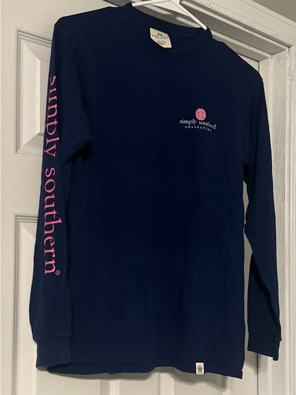 Simply Southern Navy Tee with Pink Logo